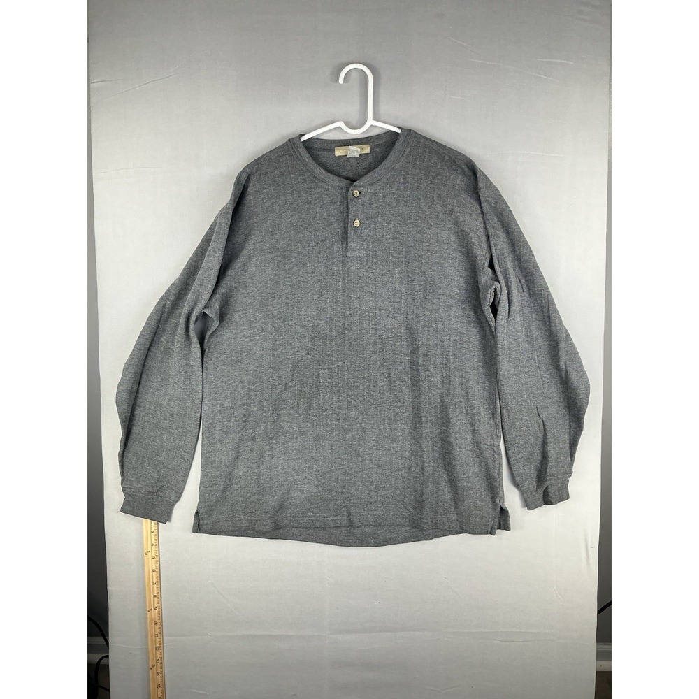 Vintage Mens Basic Equipment Gray Henley Long Sleeve Shirt Size L